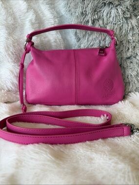 Vince Camuto Hot Pink Pebbled Leather Crossbody